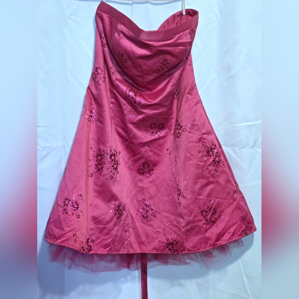 Onyx Nite Pink Embellished Ruched A-Line Dress